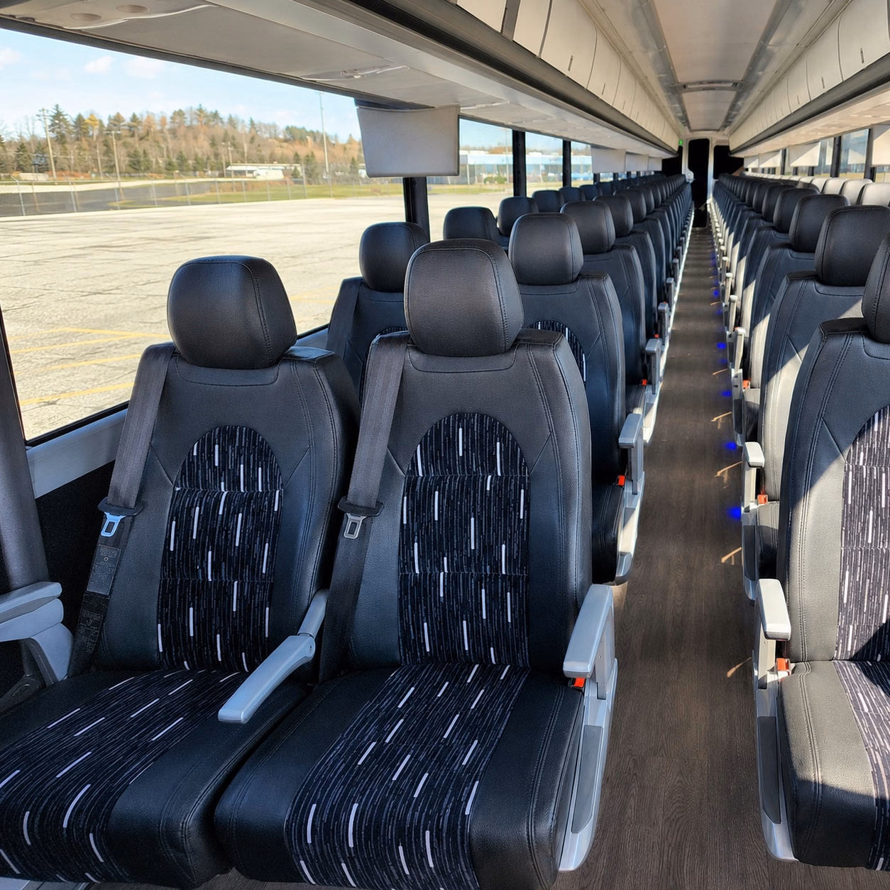 56 passenger charter bus inside